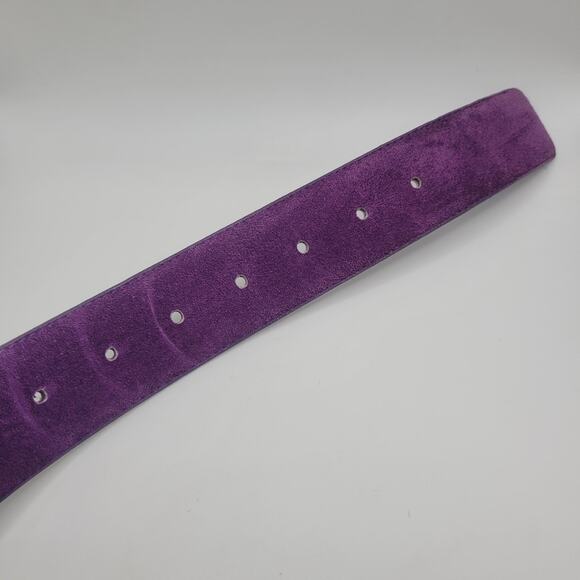 Vintage Sostanza Belt Medium Purple Suede Leather Wide Embroidered‎ Boho 80s
